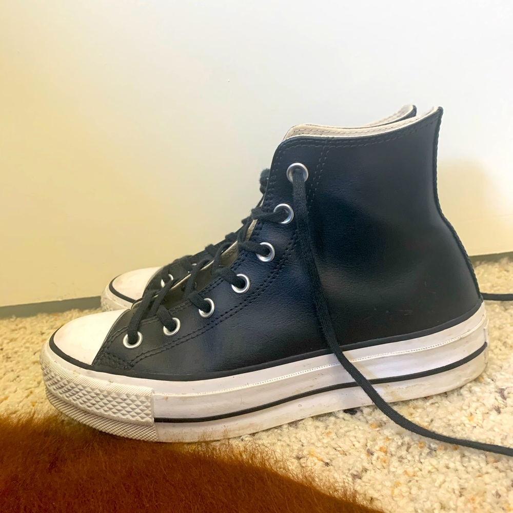 Leather Platform Converse High-tops